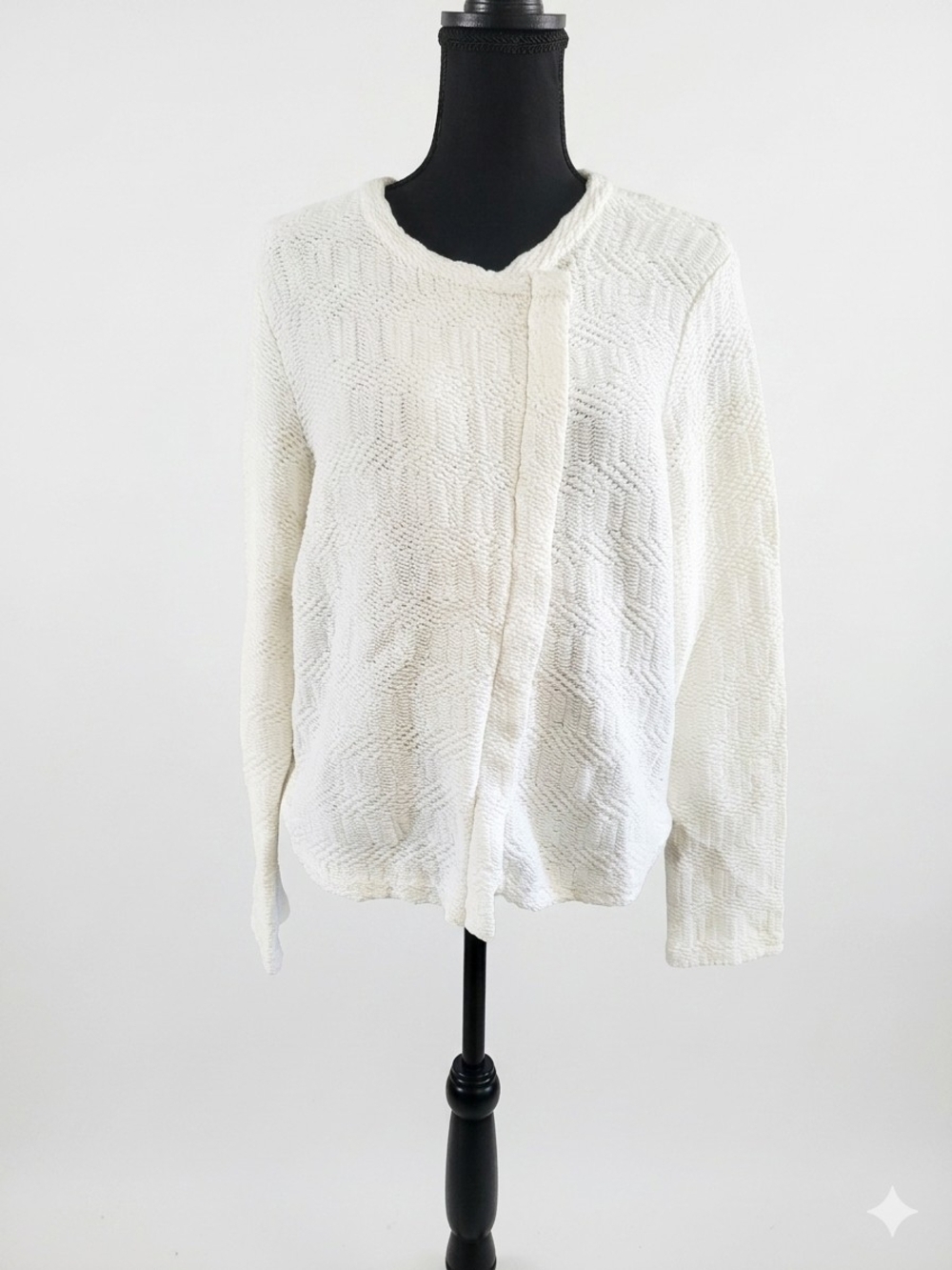 Ann Taylor White Textured Button-Front Cardigan
